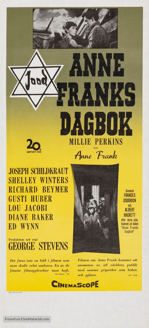 The Diary of Anne Frank - Swedish Movie Poster