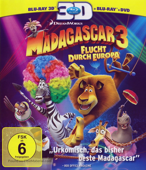 Madagascar 3: Europe&#039;s Most Wanted - German Blu-Ray movie cover