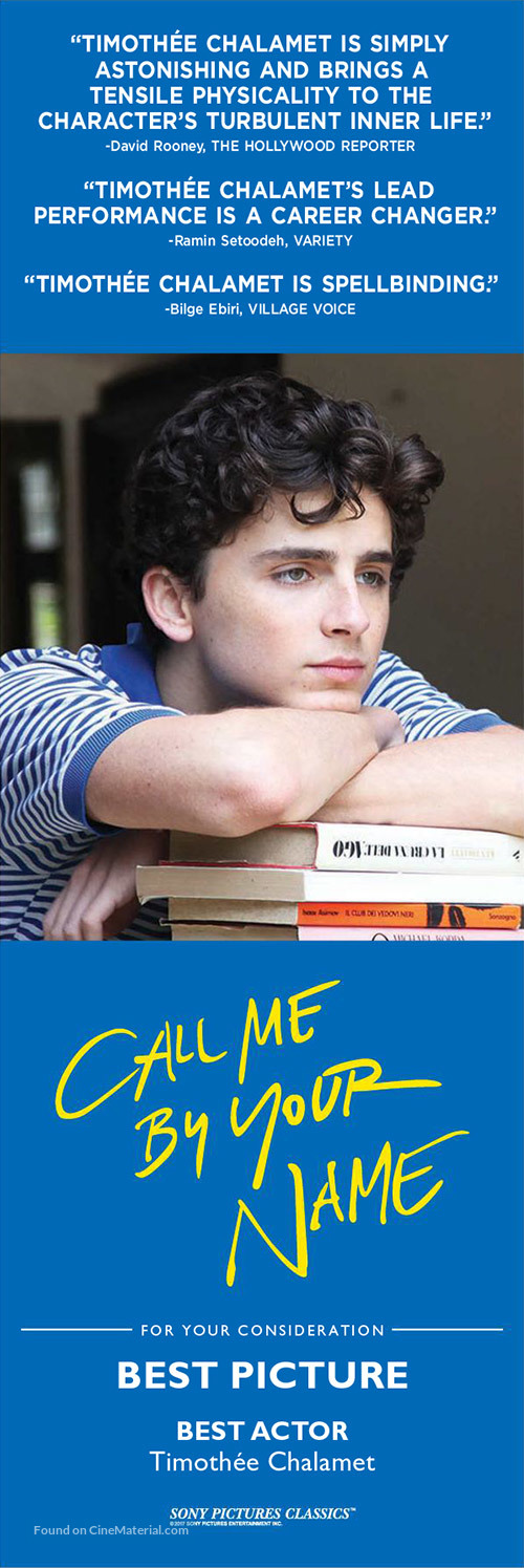 Call Me by Your Name - For your consideration movie poster