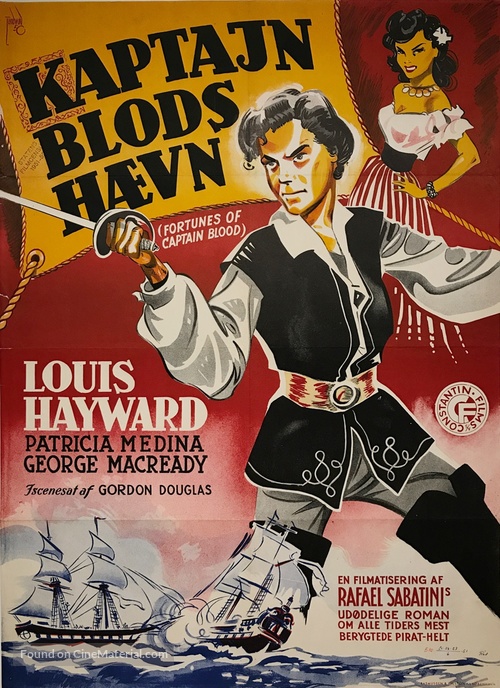Fortunes of Captain Blood - Danish Movie Poster