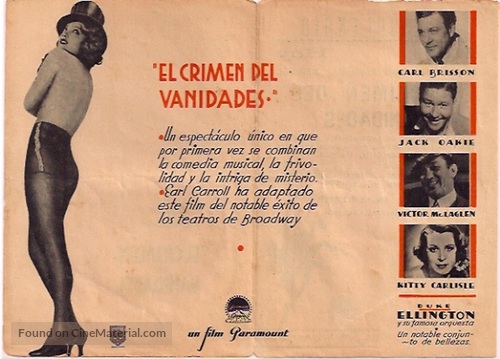 Murder at the Vanities - Spanish poster