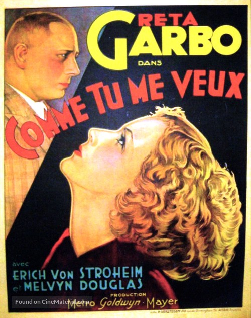 As You Desire Me - Belgian Movie Poster