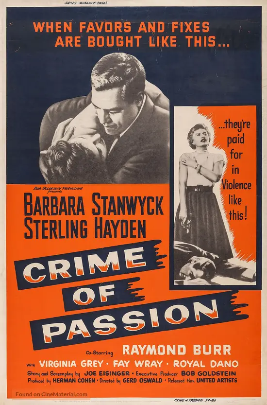 Crime Of Passion 1956 Movie Poster