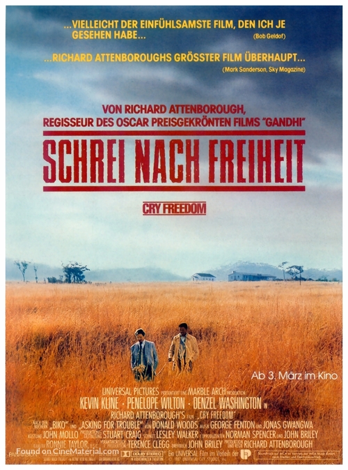 Cry Freedom - German Movie Poster