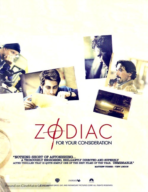 Zodiac - For your consideration movie poster