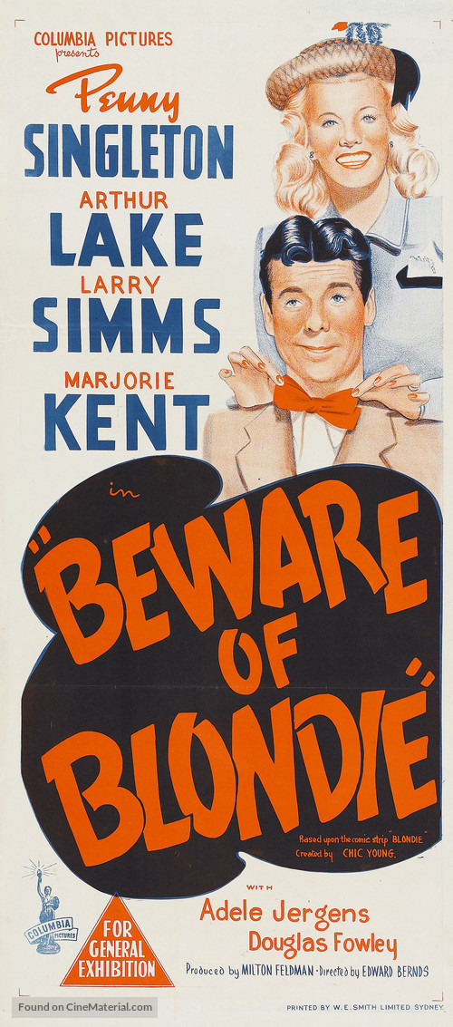 Beware of Blondie - Australian Movie Poster