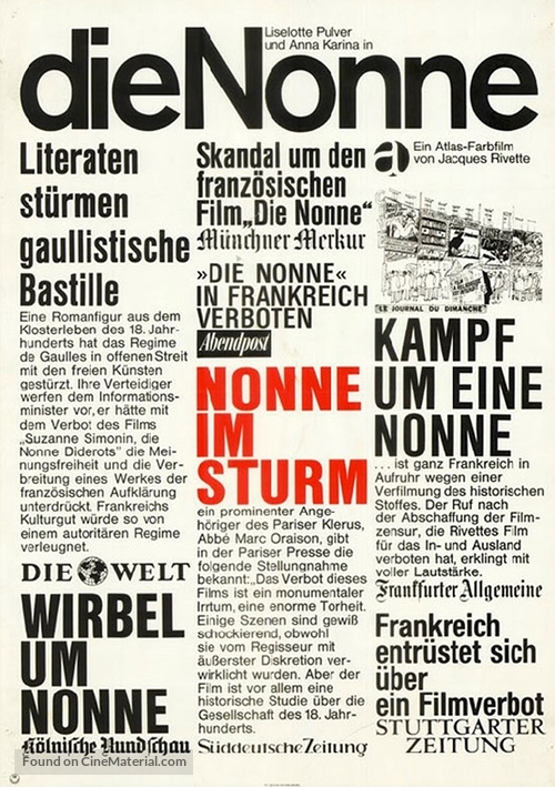 La religieuse - German Movie Poster