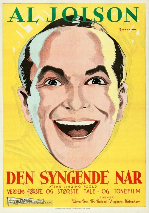 The Singing Fool - Danish Movie Poster