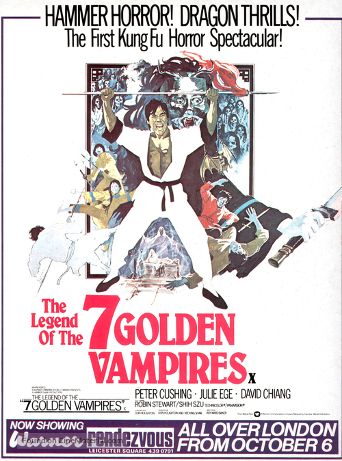 The Legend of the 7 Golden Vampires - British Movie Poster