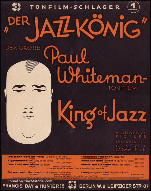 King of Jazz - German Movie Poster