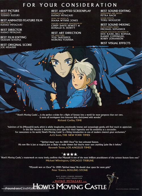 Download Hauru No Ugoku Shiro 2004 For Your Consideration Movie Poster Desktop Wallpaper Free Wallpaper Hauru No Ugoku Shiro 2004 For Your Consideration Movie Poster For Free