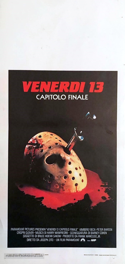 Friday the 13th: The Final Chapter - Italian Movie Poster