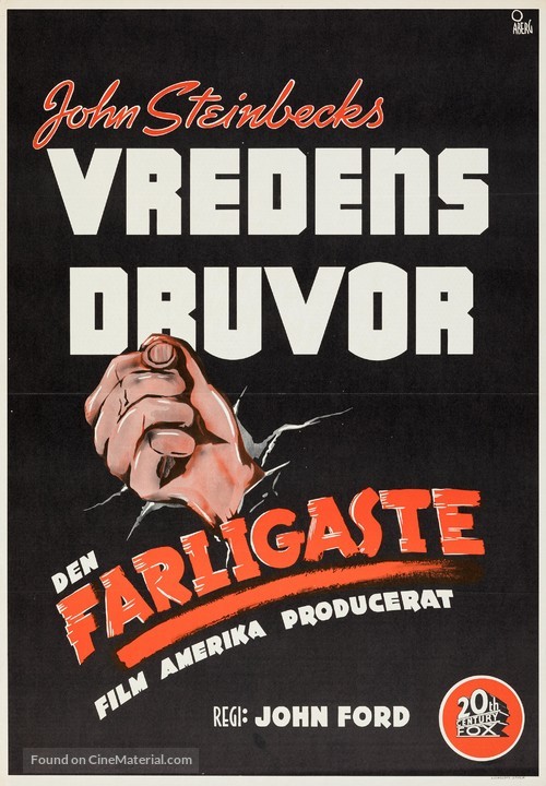 The Grapes of Wrath - Swedish Movie Poster