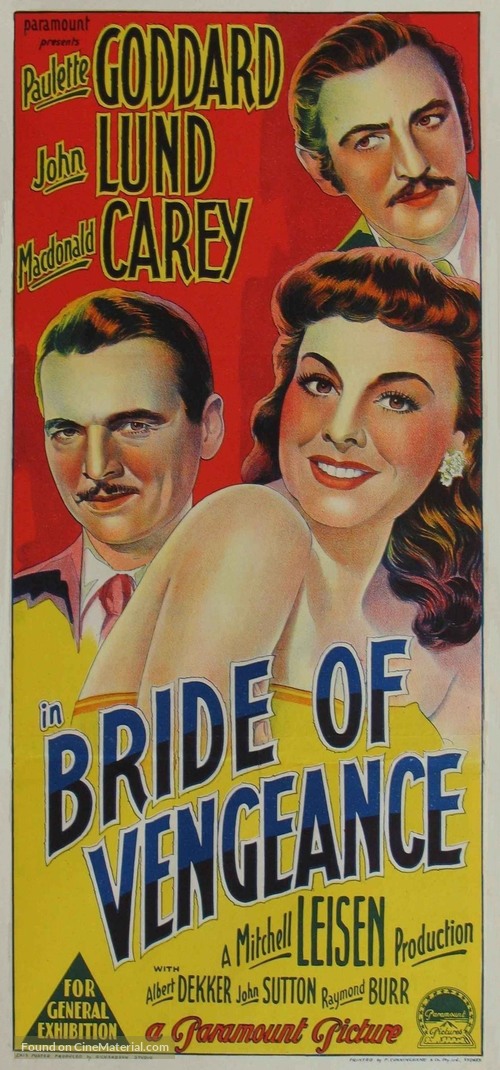 Bride of Vengeance - Australian Movie Poster