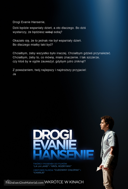 Dear Evan Hansen - Polish Movie Poster