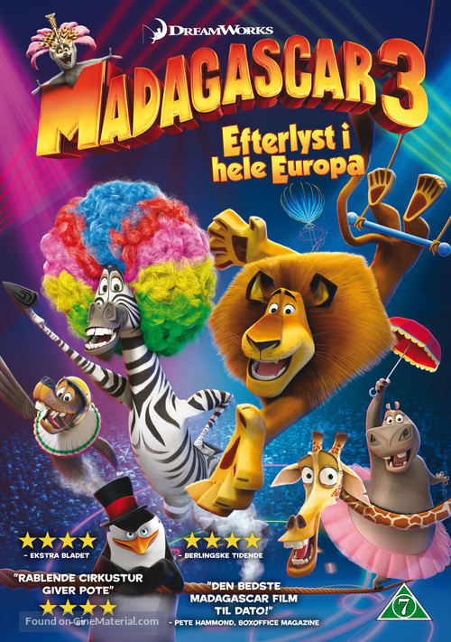 Madagascar 3: Europe&#039;s Most Wanted - Danish DVD movie cover