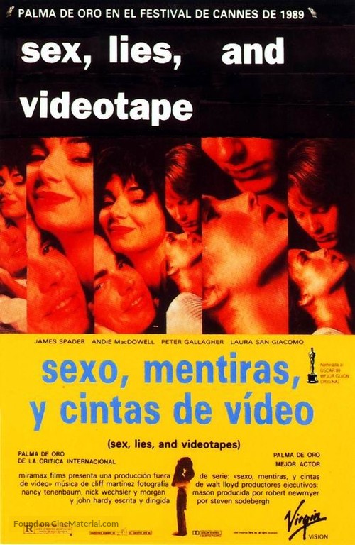 Sex, Lies, and Videotape - Spanish Movie Poster