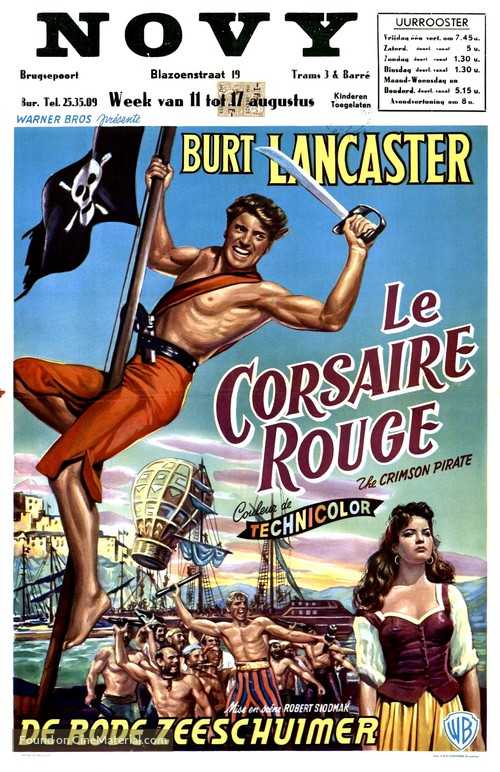The Crimson Pirate - Belgian Movie Poster