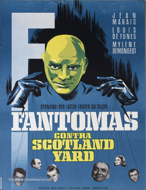 Fant&ocirc;mas contre Scotland Yard - Danish Movie Poster
