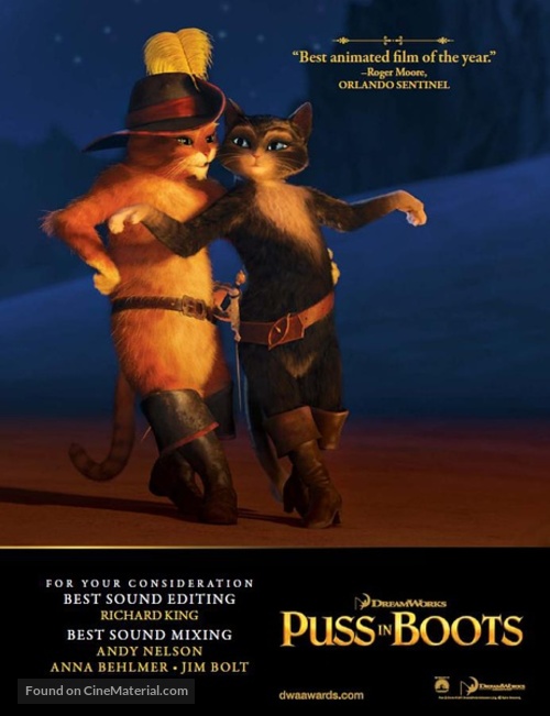 Puss in Boots - For your consideration movie poster