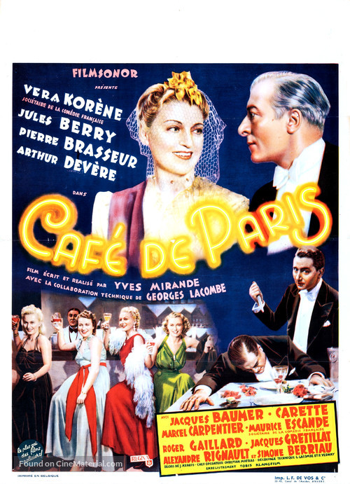 Caf&eacute; de Paris - Belgian Movie Poster