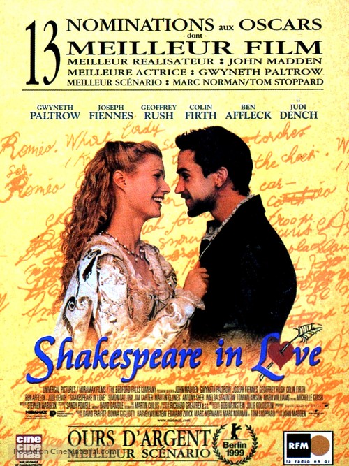 Shakespeare In Love - French Movie Poster