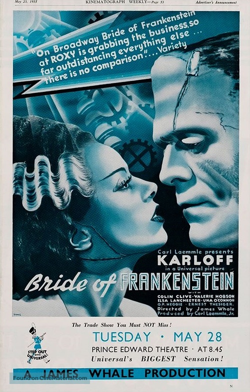 Bride of Frankenstein - British poster