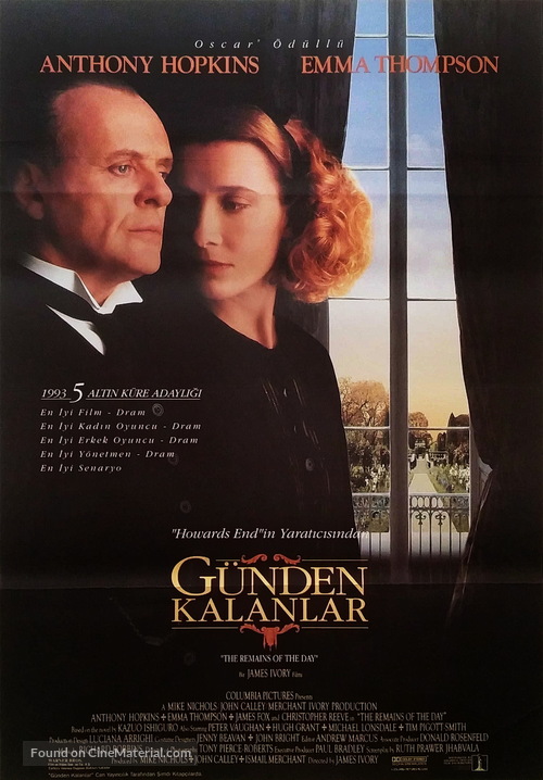 The Remains of the Day - Turkish Movie Poster