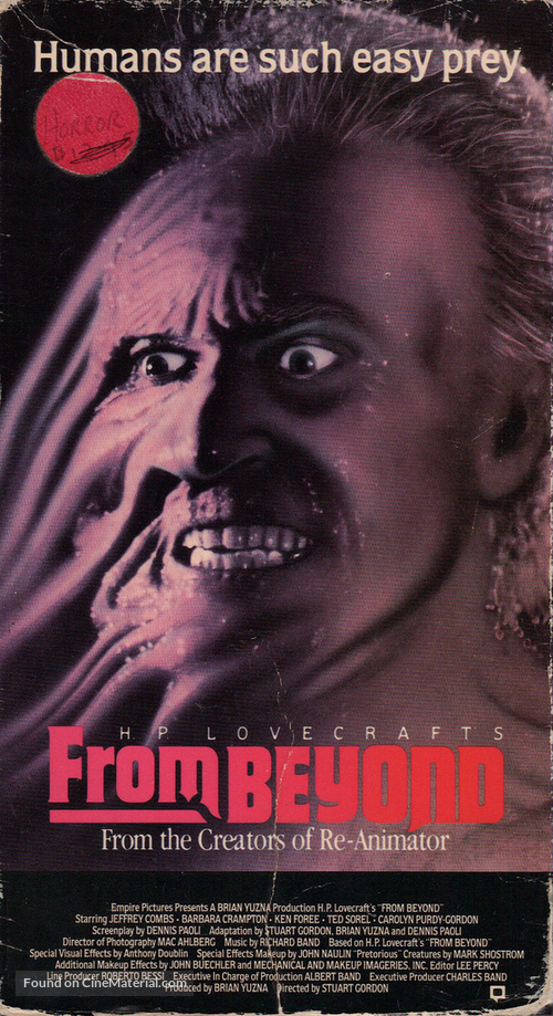 From Beyond - VHS movie cover
