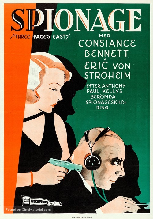 Three Faces East - Swedish Movie Poster