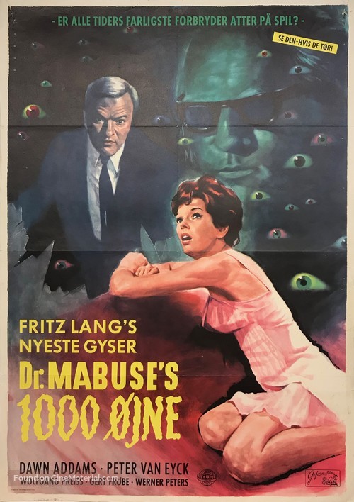 Die 1000 Augen des Dr. Mabuse - Danish Movie Poster