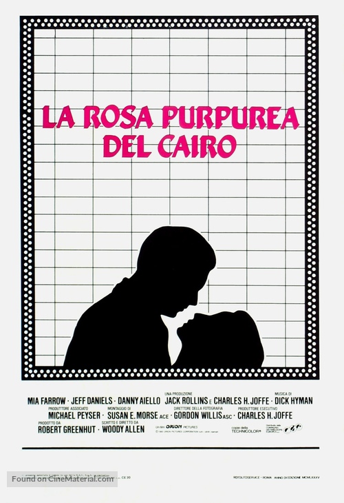 The Purple Rose of Cairo - Italian Movie Poster