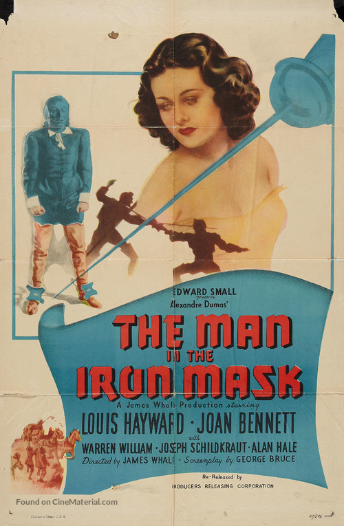 The Man in the Iron Mask - Re-release movie poster
