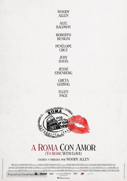 To Rome with Love - Spanish Movie Poster