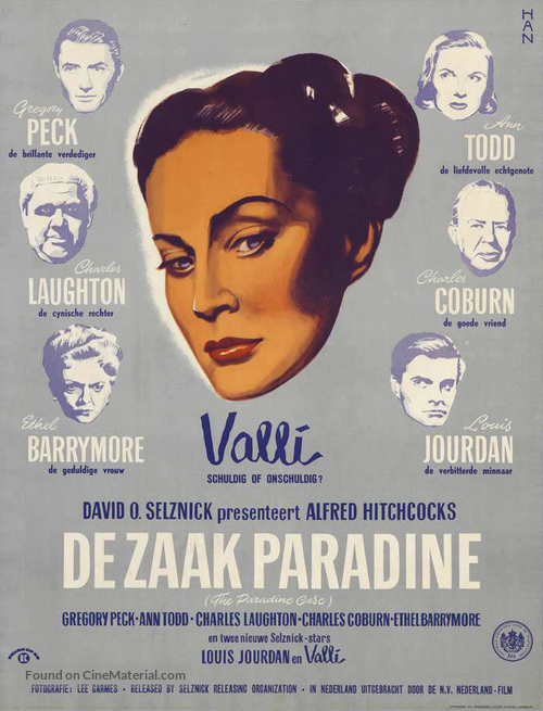 The Paradine Case - Dutch Movie Poster