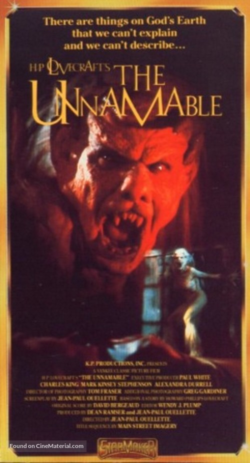 The Unnamable - VHS movie cover