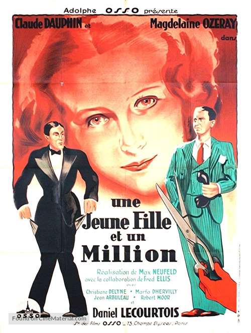 Une jeune fille et un million - French Movie Poster