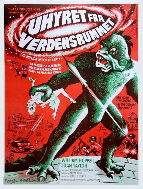 20 Million Miles to Earth - Danish Movie Poster