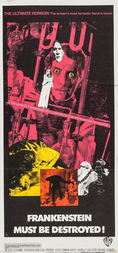 Frankenstein Must Be Destroyed - Australian Movie Poster