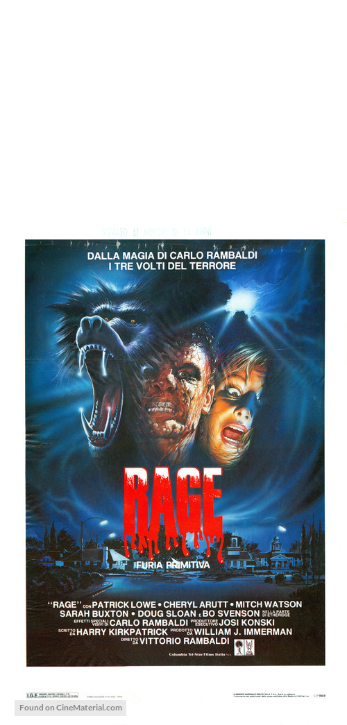 Rage, furia primitiva - Italian Movie Poster