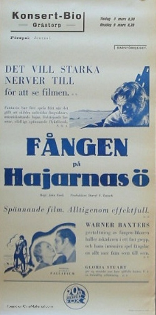 The Prisoner of Shark Island - Swedish Movie Poster