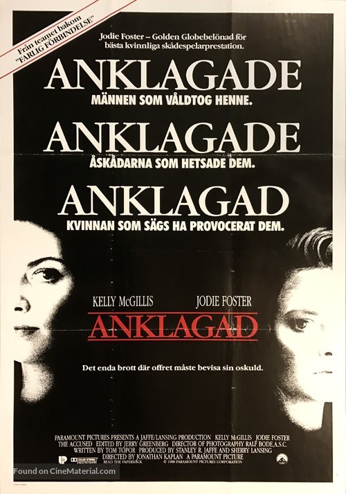 The Accused - Swedish Movie Poster