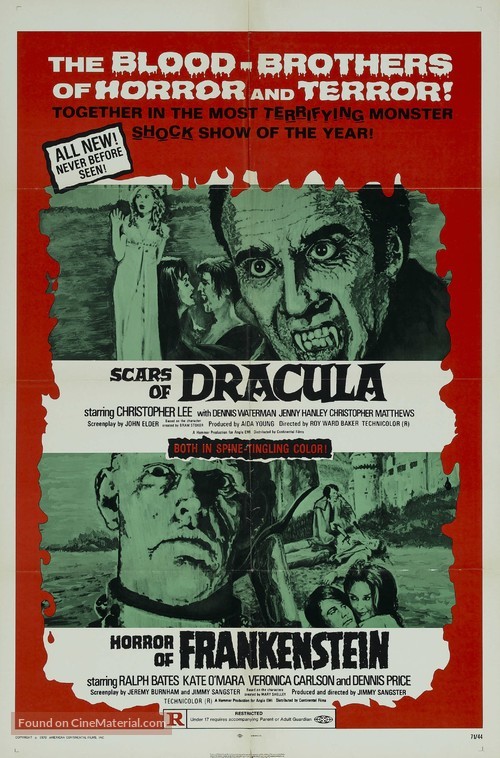 The Horror of Frankenstein - Combo movie poster