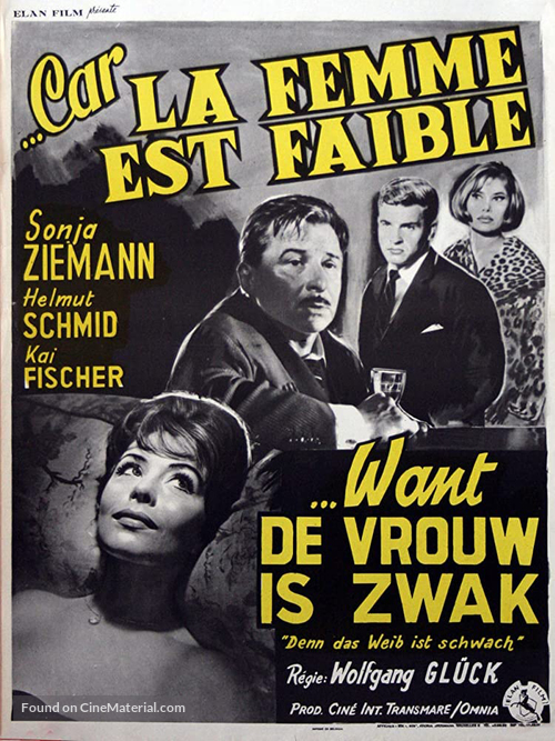 Denn das Weib ist schwach - Belgian Movie Poster