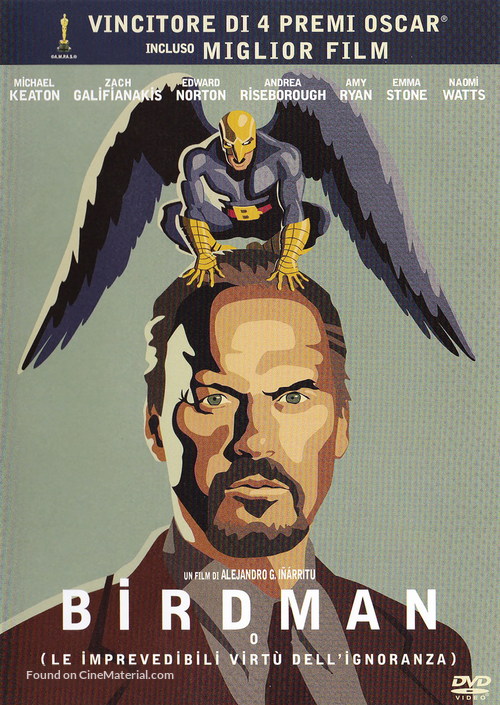 Birdman or (The Unexpected Virtue of Ignorance) - Italian DVD movie cover