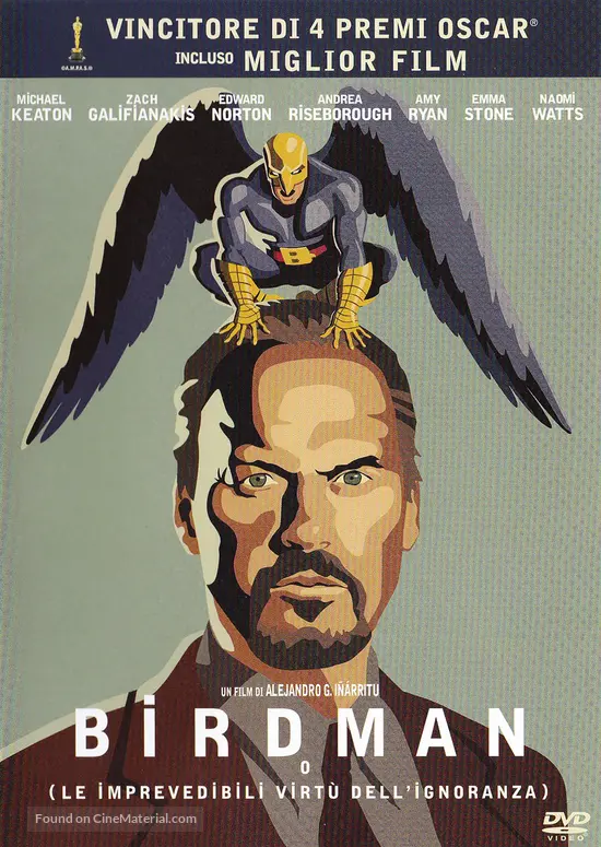 Birdman or (The Unexpected Virtue of Ignorance) - Italian DVD movie cover