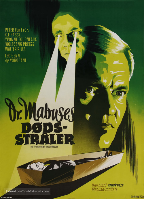 Die Todesstrahlen des Dr. Mabuse - Danish Movie Poster