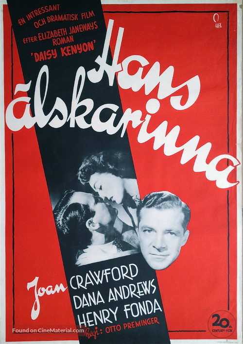 Daisy Kenyon - Swedish Movie Poster