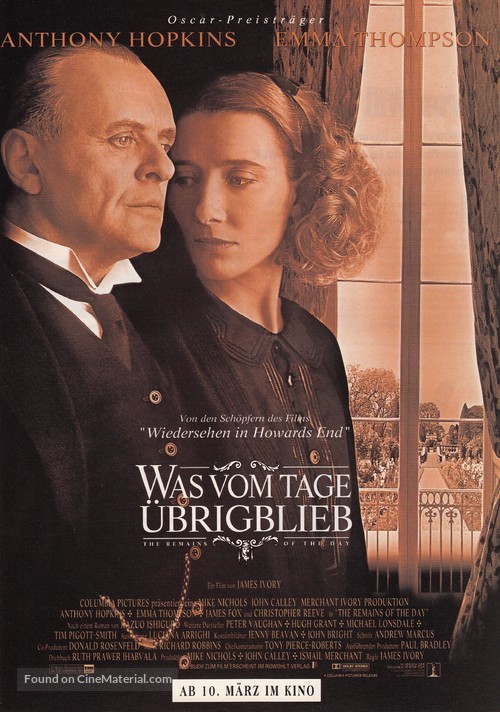 The Remains of the Day - German Movie Poster