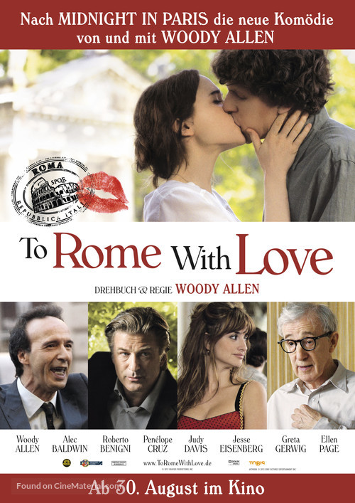 To Rome with Love - German Movie Poster